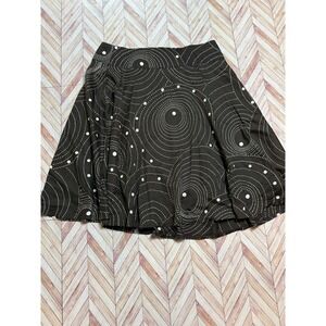 Retro Bentley A. Womens Black White Swirl Polka Dot Mod A-Line Skirt‎ 10 Art